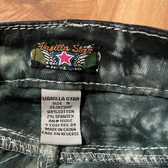 Y2K 2009 Vanilla Star Black Tie-Dye Jean Shorts Sz 5 - Picture 4 of 7